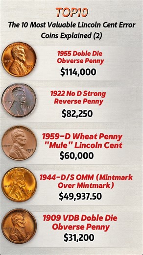 The 10 Most Valuable Lincoln Cent Error Coins Explained (2) Want know your coin‘s valuation and trade it？tap here⬇️ https://www.heritcoin.com?utm_source=facebook&utm_medium=english&utm_campaign=heritcoin #Lincoln #pennys #penny #lincoln #collection #dollar #treasurehunting #treasurehunt #collections #oldcoins #coincollector #coins #coin #numismatica | HeritCoin