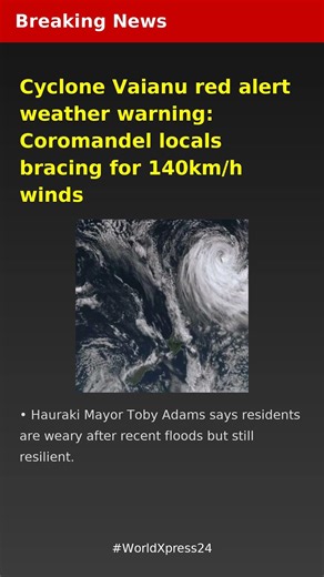 Cyclone Vaianu red alert weather warning: Coromandel locals bracing for 140km/h winds | Breaking New