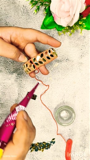 mirror work on thread bangles/handmade jewellery #diy#iccr_scholarship #shorts #bangles #craft #art