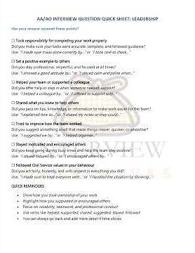How to Answer "Leadership" Behaviour Questions | AA/AO Civil Service UK Interview | Quick Sheet