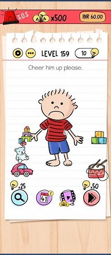 Brain Test level 159 - Cheer him up please # Brain tes solution # Puzzle Breaker