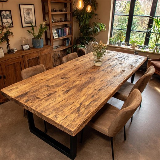 Solid Walnut Dining Table - Rustic Wooden Dining Table, Live Edge Kitchen Table, Solid Wood Table, Slab Table, Modern Design Table - Etsy