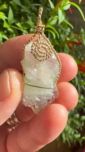 Apophyllite(India) with a light green aura. Delicate ￼for jewelry but I could not help using this specimen for #a sweet little pendant that packs an energizing punch. #peterrivarddesigns #loveyourmotherearthdesigns #awakennowwithpeterrivard #Apophyllite | Awaken Now with Peter Rivard