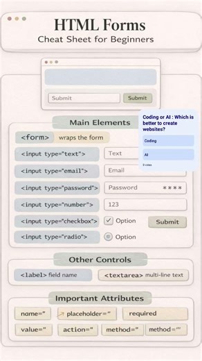 HTML Forms – Cheat Sheet for Beginners ☄️🔥 | Dcodes | #html5