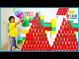 Falling Cup Tower Challenge with Ryan ToysReview