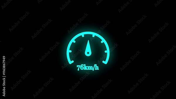 simple speed miter icon animation. Digital symbols at the speed meter. Car speedometer and counter - Speed concept.