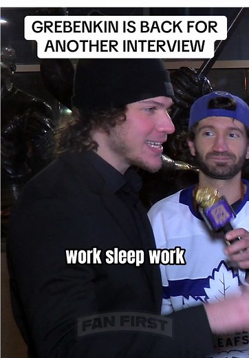 WORK SLEEP WORK, GO LEAFS GO. NIKITA GREBENKIN RETURNS FOR ANOTHER ELECTRIC INTERVIEW. GREBA YOU BEAUTY! @HOCKEY ILLUMINATI @Magzy | UGC Creator #leafs #Toronto #nhl #hockey #mapleleafs