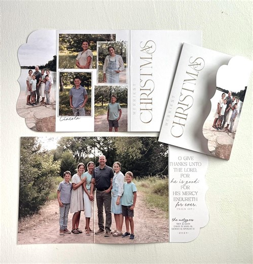 Custom Family Christmas Cards · Christian Christmas Cards Psalm 107:1 · Gold & White Luxury Cards - Etsy