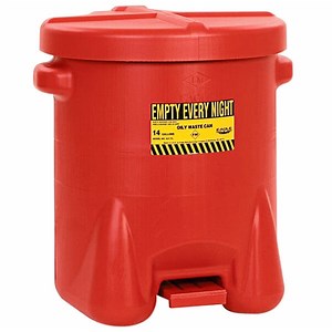 Eagle Manufacturing 14 Gallon Red Hands-Free Oily Waste Can 937FL