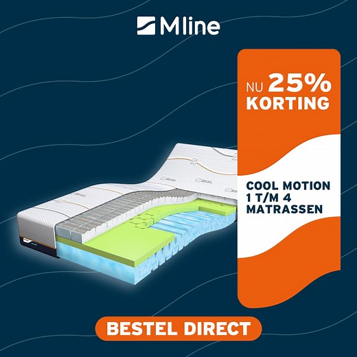 Ontdek onze black friday deals! 50% korting op alle Slow Motion Limited Edition matrassen, 25% korting op Cool Motion matrassen 1 t/m 4 én nu 25% korting op het Wave Pillow. Bekijk alle acties op onze website. | M line - Get ready for greatness