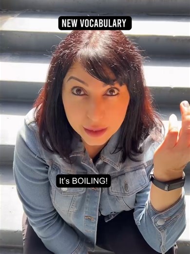 🌤️🔥 WEATHER VOCAB: Increasing Temperature 🔥🌤️ Let’s look at these adjectives in order from least hot → most hot 👇 🌥️ Warm 👉 A little hot, but comfortable. You don’t need a jacket. It feels nice. Example: It’s warm today — perfect for a walk! ☀️ Hot 👉 High temperature. You probably feel sweaty. Example: It’s really hot outside. I need cold water. 🍳 Boiling 👉 Literally: 100°C / 212°F (like water). BUT in everyday English, we use it as an exaggeration. Example: It’s boiling outside! (It’s
