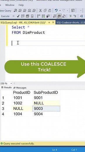 SQL Trick Using COALESCE function #sqltricks #sqltips