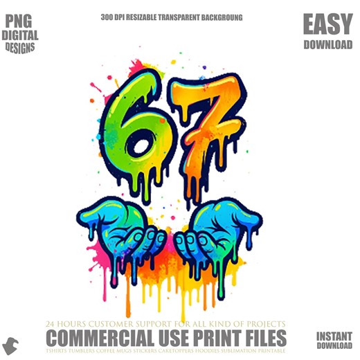 67 Six Seven Meme Trendy Designs Bundle Multicolor Digital Download Png Sublimation Transparent Background - Etsy