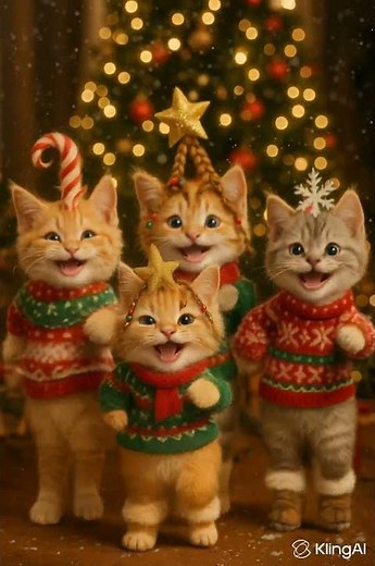 Kitties singing jingle bell