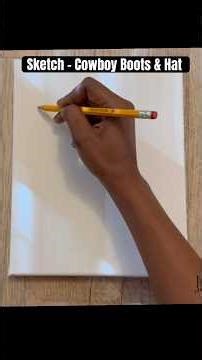 Cowboy Boots & Hat - Free-Hand Sketch for a friend to paint. #sketching #cowboy #artscraft