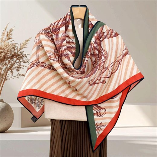 Silk Wool Luxury Triangle Scarf, Large Double-sided Different Color Shawl Wrap for Women - Etsy