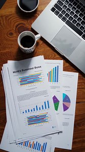 Business Reports and Data Analysis on a Wooden Table | Premium Stock Video Footage