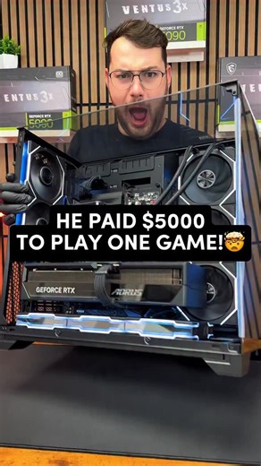 GamerTech | Gaming PCs | Custom Computers on Instagram: "• Would YOU spend $5000 to play ONE video game?! 🤯 • Comment your thoughts below! ⤵️ ❤️ Don’t forget to check out our other accounts ❤️ • 👉 Follow @gamertechtoronto on YouTube, TikTok, Facebook & Twitch for more! • 📲 Looking to build a PC? DM us! • 👤 Credit: @gamertechtoronto • 🖥 Check out our website! Gamertech.ca 🌟 • Tags: #pc #pcbuild #gamingpc #gaming #techvideo #custompc #custompcbuild #pcbuilds"
