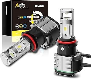 Alla Lighting 5200 Lms 3-Color Switchback LED P13W 12277 Daytime Running Lights Bulbs, Extremely Super Bright 6000K White/3000K Yellow/8000K Blue DRL/Fog Lamps Replacement