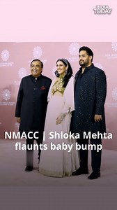 224K views · 543 reactions | Shloka Mehta, who is married to Akash Ambani, is pregnant again. In a new video from the Day 2 launch of the Nita Mukesh Ambani Cultural Centre (NMACC) on Saturday, Shloka was seen cradling her baby bump in a stunning outfit. #ShlokaMehta #AkashAmbani #BabyBump #NMACC | India Today | Facebook