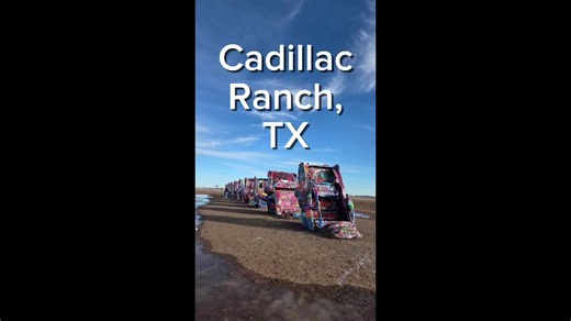 Passing through Amarillo? Stop at Cadillac Ranch! 🎨🚗 Free to visit you can paint the cars! A Route 66 must‑see. 🤓 #CadillacRanch #AmarilloTX #Route66 #TexasTravel #TravelTok