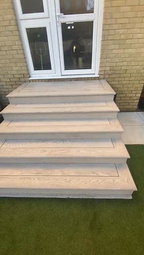 Composite Millboard Decking Steps Final finished video Professionally Installed We’re currently building a set of Millboard decking steps using premium Millboard supplied by PGR Builders & Timber Merchants The structure is built on a solid 5x2 timber frame. All DPM painted for long-lasting protection. Photo Above of the completed process. We also have a custom balustrade being made, with all provisions already in place for a seamless installation. | JM Landscape & Construction Ltd