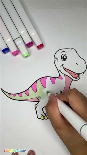 🦖🌈 Baby Dino Pastel Magic ✨ #cuteart #kawaii#relaxing #drawing #art