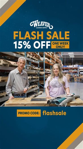 🔥 Weekly Flash Sale Alert! 🔥 3 new leathercraft essentials at 15% off this week — use code FLASHSALE at checkout! 🧵 ✨ Upholstery Leather (2/3 oz.) – rich colors, perfect for all your projects ✨ C.S. Osborne Wing Divider – measure circles, decorative designs, sewing channels ✨ Silent Poundo Board – protect your tools & absorb shock ⏰ Don’t wait—shop now before these deals are gone! https://www.weaverleathersupply.com/collections/flash-sale | Weaver Leather Supply