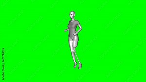 3D girl with Modern Leg Prosthetic leg jumping , animation, green screen