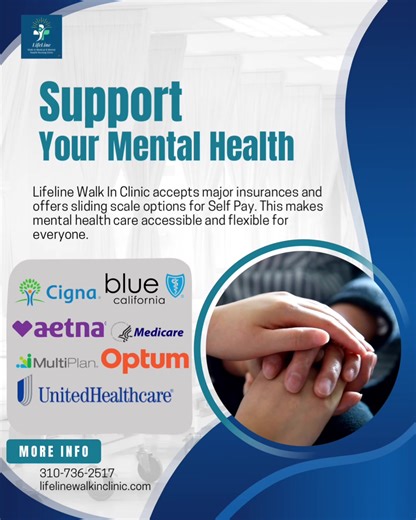 Mental health without the stigma! Easily book online, call or walk-in. Virtual visits available! #lifelinewalkinclinic #mentalhealth #urgentcare #torranceca #california