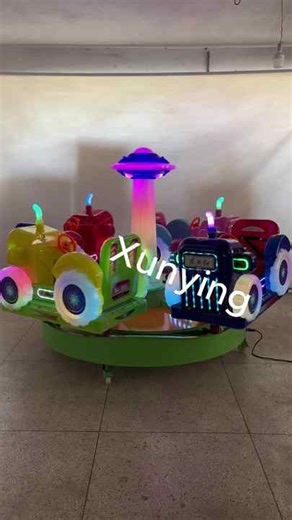 Indoor Outdoor Kiddie Amusement Ride Portable Merry Go Round Bulldozer Shape Electric Mini Carousel Horse for Kids