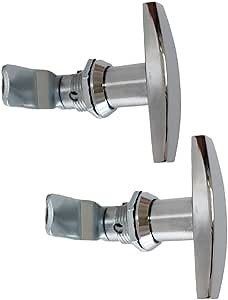 Thumb Operated Cam Lock Satin Twist Latch T-Handle Swing Knob for Electrical Panel Door Latches Machine Offset Cabinet Drawer 2-Pack