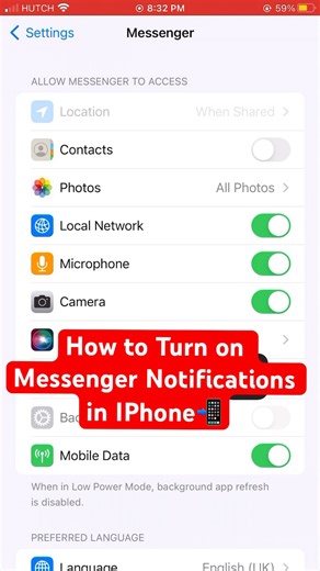How to Turn on Messenger Notifications in IPhone📲 #tipsandtricks #iphone #messenger #notifications