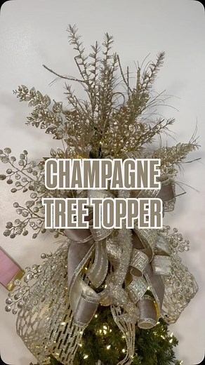 And we’re off with TREE TOPPER #1: Champagne ✨ All of these picks and ribbons can be found at burlapandblingdecor.com 💖 Next up, ELF 👏🏻 #treetoppertutorial #xmastreetutorial #burlapandbling | Burlap & Bling Decor