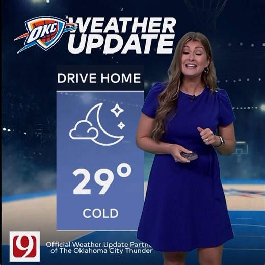 It's a cold one heading into OKC tonight 🥶 Lacey Swope has you covered in today's KWTV - NEWS 9 Weather Update 🙌 | Oklahoma City Thunder