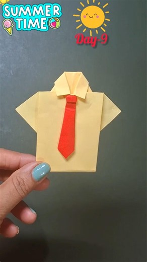 DIY Paper Shirt👔 /Summer Craft ☀️ Day-9 #shirt #diy #papercraft #shorts #ytshorts