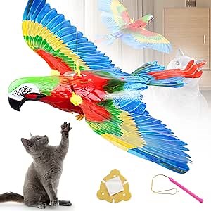 Flying Bird Cat Toy Interactive Cat Toy Hanging Simulation Bird Cat Toy Interactive for Indoor Cats Kitten Play Chase Exercise Eliminating Boredom