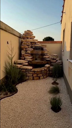 Ristrutturazione giardino piccolo con fontana in pietra