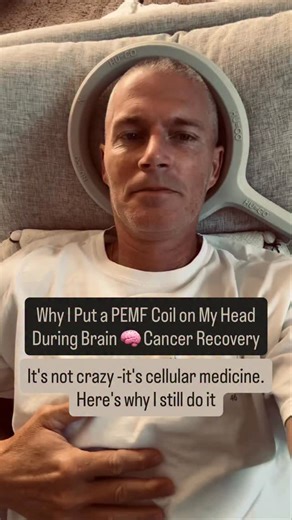 Dr. Pete Sulack on Instagram: "⚡️ PEMF COIL ON THE HEAD? HERE’S WHY I DID IT—AND STILL DO. Most people use PEMF for joint pain or back injuries. But I used it for my brain—specifically where my Grade 4 astrocytoma once was. Why? Because your brain needs energy to heal. And PEMF delivers it at the cellular level. ✅ What PEMF Does in the Brain: 📌 Recharges mitochondrial voltage 📌 Improves microcirculation & oxygen delivery 📌 Reduces inflammation & edema 📌 Supports neuroplasticity and cell sign