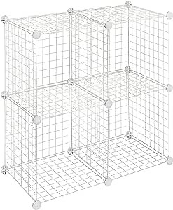 Whitmor Storage Cubes - Stackable Interlocking Wire Shelves - White (Set of 6)