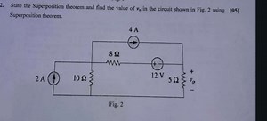 2. State the Superposition theorem and find the value of v0​ in... | Filo