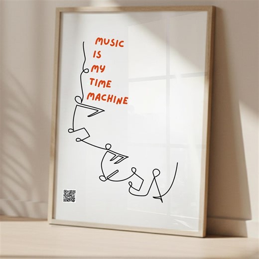 Custom Music QR Code Art Digital Download Modern Line Art Song Poster Template Personalized Music Note Print for Birthday or Anniversary - Etsy