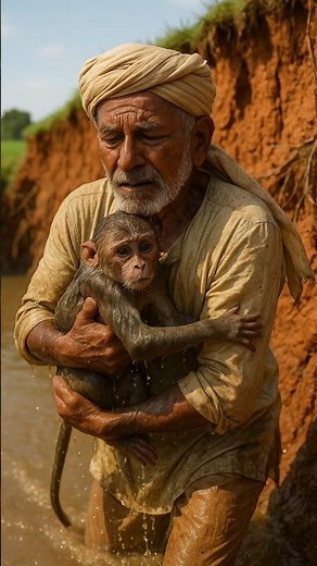 Monkey Leads a Farmer to Save a Drowning Baby #monkey #animals #wildliferescue #rescue