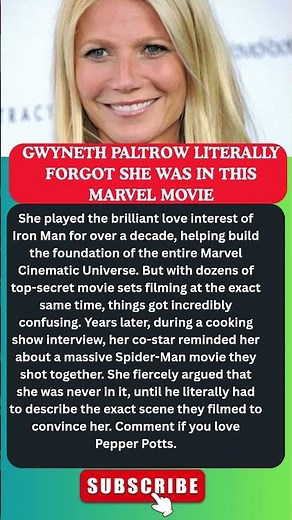 GWYNETH PALTROW FORGOT THIS MARVEL MOVIE 🤔😂 #gwynethpaltrow #ironman #marvel
