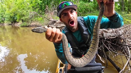 Giant Diamondback Snake Bites During Bayou Fishing Trip