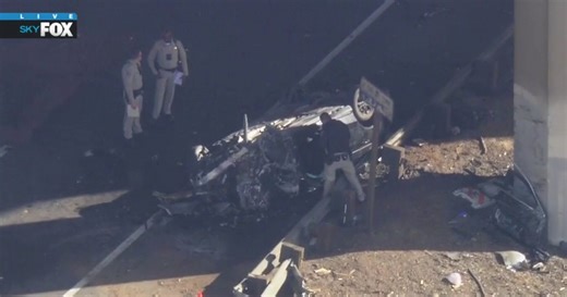 1 person killed after car overturns, slams into guardrail on Pomona freeway