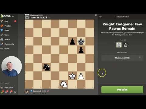 Chess Endgame Training #9 — Knight and pawn endgame | Defending down a pawn