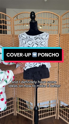✨ Beach cover-up ➝ Poncho ✨ Not the best, but hey it’s a first try! Working on new styles   ways to make it even better 👀 I’ve been a little MIA, but new videos are coming - drop your ideas below! ⬇️💡#sewingtiktok #sewingdiy #poncho #poncholovers #sewwithme
