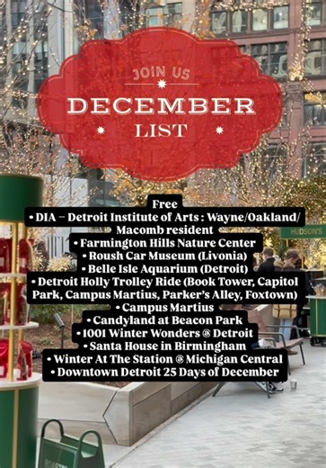 Detroit is buzzing this December with holiday shows, concerts, and must-see events! From Pentatonix at LCA to Cirque Dreams Holidaze at the Fox Theatre, there’s something for everyone this festive season. 🎶✨ Comment below for the full list of things to do in Detroit this December and start planning your holiday adventures! #DetroitEvents #HolidayThingsToDo #DetroitConcerts