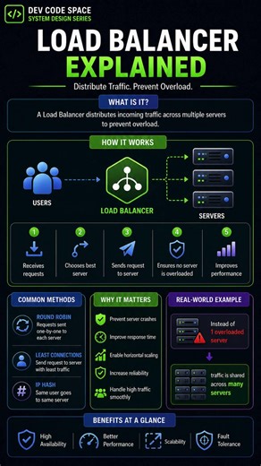 Load Balancer Explained in 60 Seconds — System Design Basics 🔥 #shorts
